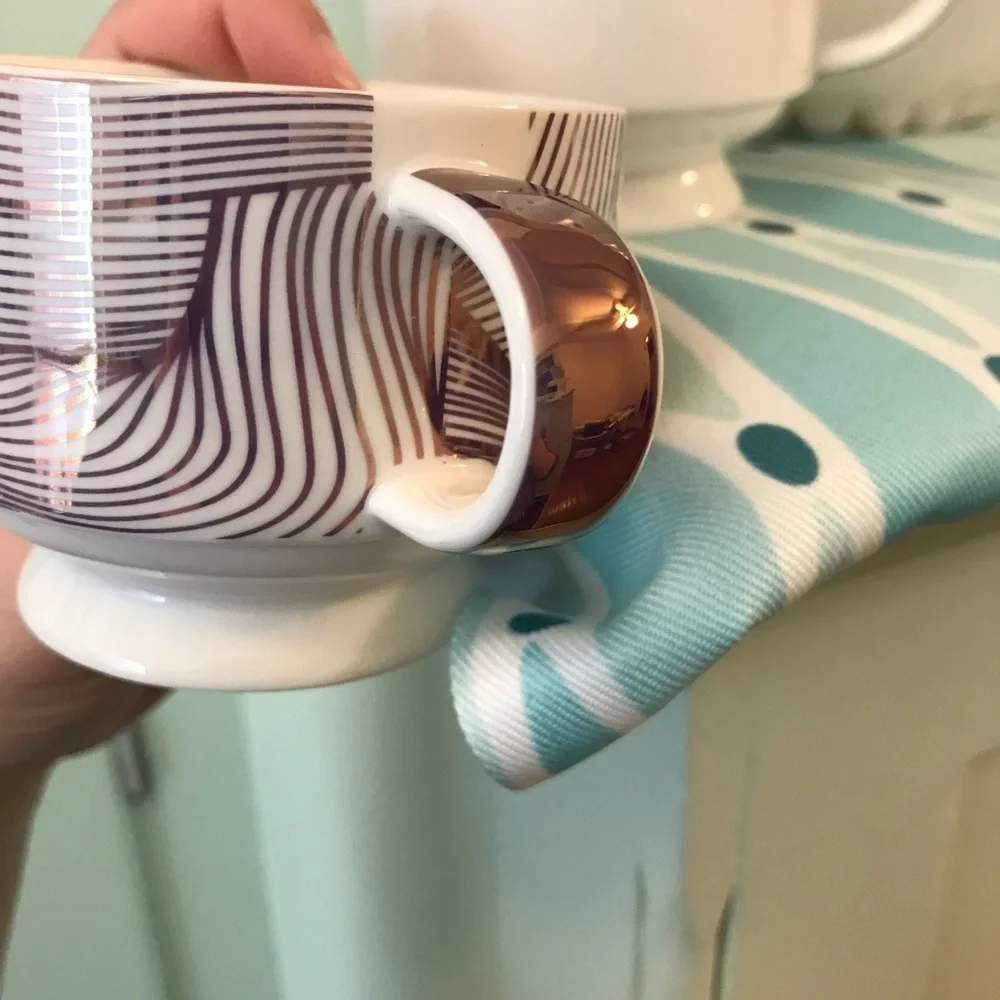 Davids Tea Rose Metallic Tea For Two Set cups pink purple white